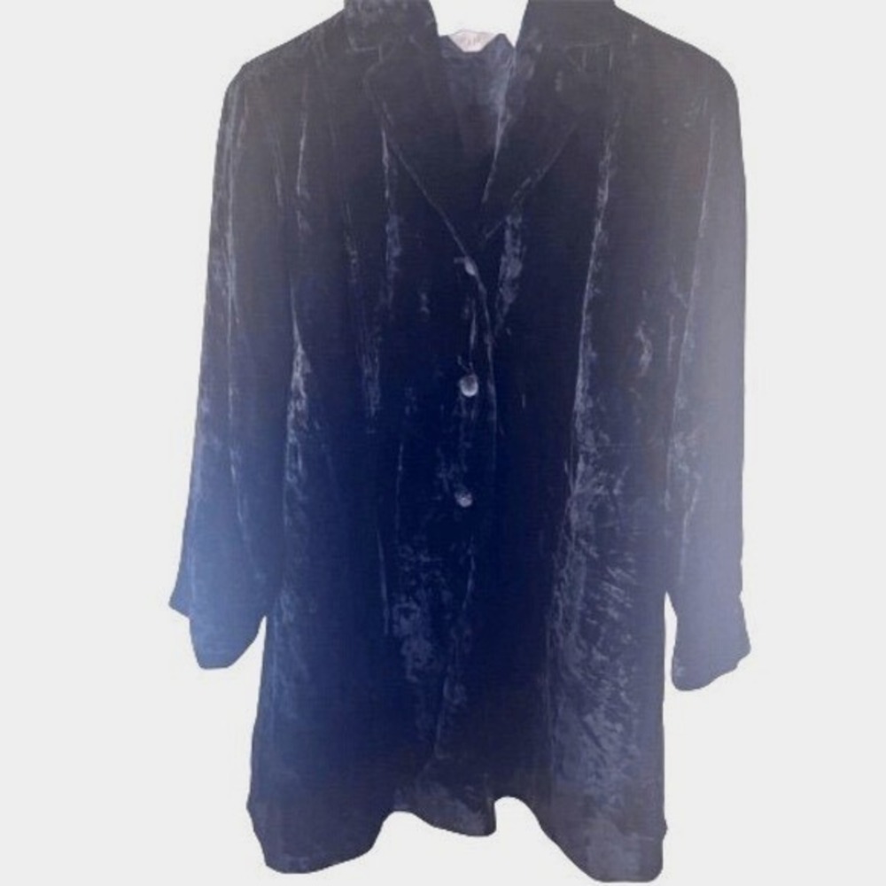 J.Jill Women's 2XL Black Crushed Velvet Embroidered Jacket Witchy Whimsigoth
